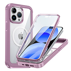 Custodia Silicone Trasparente Laterale 360 Gradi Cover con Mag-Safe Magnetic AC1 per Apple iPhone 15 Pro Lavanda