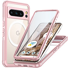 Custodia Silicone Trasparente Laterale 360 Gradi Cover con Mag-Safe Magnetic T01 per Google Pixel 8 Pro 5G Rosa