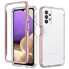 Custodia Silicone Trasparente Laterale 360 Gradi Cover JX1 per Samsung Galaxy A32 5G Oro Rosa