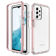 Custodia Silicone Trasparente Laterale 360 Gradi Cover JX2 per Samsung Galaxy A23 5G Oro Rosa