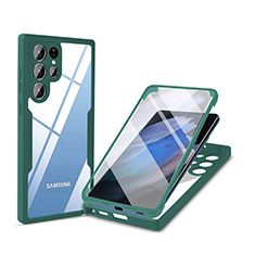 Custodia Silicone Trasparente Laterale 360 Gradi Cover M01 per Samsung Galaxy S22 Ultra 5G Verde