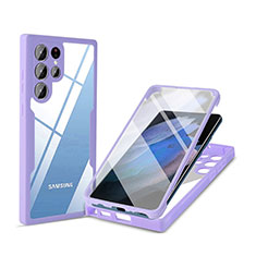 Custodia Silicone Trasparente Laterale 360 Gradi Cover M01 per Samsung Galaxy S22 Ultra 5G Viola