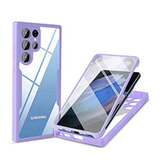 Custodia Silicone Trasparente Laterale 360 Gradi Cover M01 per Samsung Galaxy S23 Ultra 5G Viola