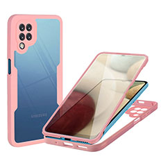 Custodia Silicone Trasparente Laterale 360 Gradi Cover MJ1 per Samsung Galaxy A12 Nacho Oro Rosa