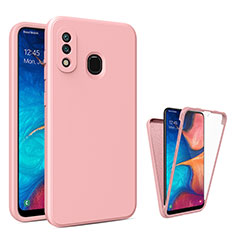 Custodia Silicone Trasparente Laterale 360 Gradi Cover MJ1 per Samsung Galaxy A30 Oro Rosa