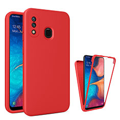 Custodia Silicone Trasparente Laterale 360 Gradi Cover MJ1 per Samsung Galaxy A30 Rosso