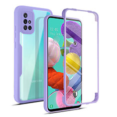 Custodia Silicone Trasparente Laterale 360 Gradi Cover MJ1 per Samsung Galaxy A51 4G Viola