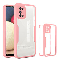 Custodia Silicone Trasparente Laterale 360 Gradi Cover MJ1 per Samsung Galaxy M02s Oro Rosa