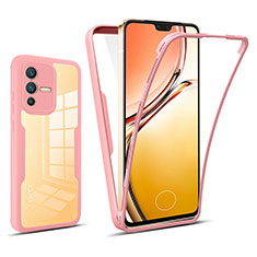 Custodia Silicone Trasparente Laterale 360 Gradi Cover MJ1 per Vivo V23 5G Oro Rosa