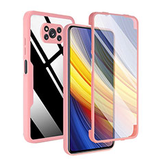 Custodia Silicone Trasparente Laterale 360 Gradi Cover MJ1 per Xiaomi Poco X3 Pro Oro Rosa