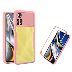 Custodia Silicone Trasparente Laterale 360 Gradi Cover MJ1 per Xiaomi Poco X4 Pro 5G Oro Rosa