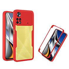 Custodia Silicone Trasparente Laterale 360 Gradi Cover MJ1 per Xiaomi Poco X4 Pro 5G Rosso