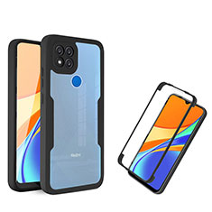 Custodia Silicone Trasparente Laterale 360 Gradi Cover MJ1 per Xiaomi Redmi 9C NFC Nero