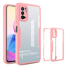 Custodia Silicone Trasparente Laterale 360 Gradi Cover MJ1 per Xiaomi Redmi Note 10T 5G Oro Rosa