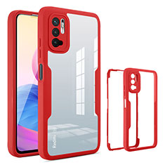 Custodia Silicone Trasparente Laterale 360 Gradi Cover MJ1 per Xiaomi Redmi Note 10T 5G Rosso