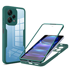 Custodia Silicone Trasparente Laterale 360 Gradi Cover MJ1 per Xiaomi Redmi Note 12 Explorer Verde