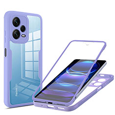 Custodia Silicone Trasparente Laterale 360 Gradi Cover MJ1 per Xiaomi Redmi Note 12 Explorer Viola