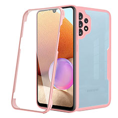 Custodia Silicone Trasparente Laterale 360 Gradi Cover MJ2 per Samsung Galaxy A32 5G Oro Rosa