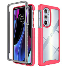 Custodia Silicone Trasparente Laterale 360 Gradi Cover per Motorola Moto Edge 30 Pro 5G Rosa Caldo