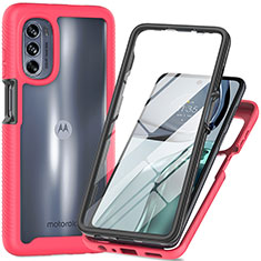 Custodia Silicone Trasparente Laterale 360 Gradi Cover per Motorola Moto G62 5G Rosa Caldo