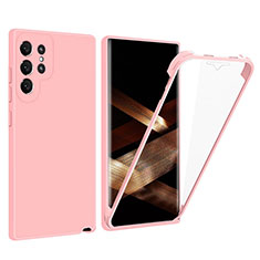 Custodia Silicone Trasparente Laterale 360 Gradi Cover per Samsung Galaxy S24 Ultra 5G Rosa