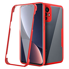 Custodia Silicone Trasparente Laterale 360 Gradi Cover per Xiaomi Mi 12 5G Rosso