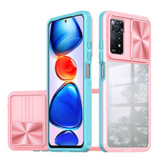 Custodia Silicone Trasparente Laterale 360 Gradi Cover QW1 per Xiaomi Redmi Note 11 Pro 4G Cielo Blu