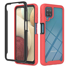 Custodia Silicone Trasparente Laterale 360 Gradi Cover YB1 per Samsung Galaxy A12 5G Rosso