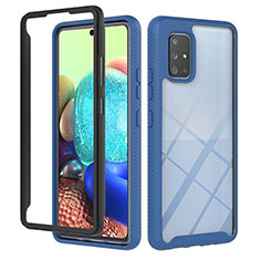 Custodia Silicone Trasparente Laterale 360 Gradi Cover YB1 per Samsung Galaxy A71 5G Blu