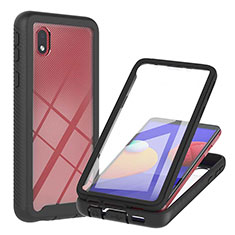 Custodia Silicone Trasparente Laterale 360 Gradi Cover YB2 per Samsung Galaxy A01 Core Nero