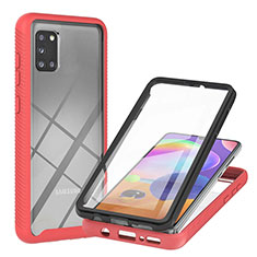 Custodia Silicone Trasparente Laterale 360 Gradi Cover YB2 per Samsung Galaxy A31 Rosso