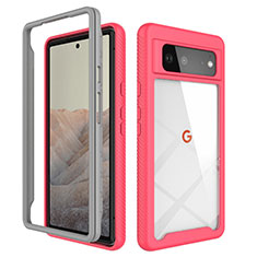 Custodia Silicone Trasparente Laterale 360 Gradi Cover ZJ1 per Google Pixel 6 5G Rosa Caldo