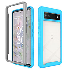 Custodia Silicone Trasparente Laterale 360 Gradi Cover ZJ1 per Google Pixel 6a 5G Cielo Blu