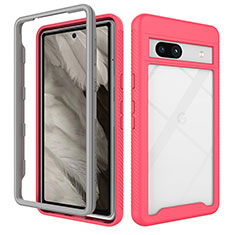 Custodia Silicone Trasparente Laterale 360 Gradi Cover ZJ1 per Google Pixel 7a 5G Rosa Caldo