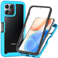 Custodia Silicone Trasparente Laterale 360 Gradi Cover ZJ1 per Huawei Honor X8 4G Cielo Blu