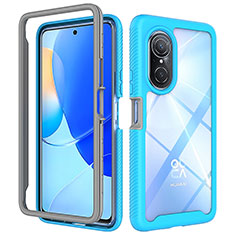 Custodia Silicone Trasparente Laterale 360 Gradi Cover ZJ1 per Huawei Nova 9 SE Cielo Blu