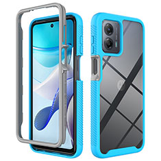 Custodia Silicone Trasparente Laterale 360 Gradi Cover ZJ1 per Motorola Moto G 5G (2023) Cielo Blu