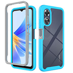 Custodia Silicone Trasparente Laterale 360 Gradi Cover ZJ1 per Oppo A17 Cielo Blu