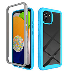 Custodia Silicone Trasparente Laterale 360 Gradi Cover ZJ1 per Samsung Galaxy A03 Cielo Blu