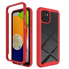 Custodia Silicone Trasparente Laterale 360 Gradi Cover ZJ1 per Samsung Galaxy A03 Rosso