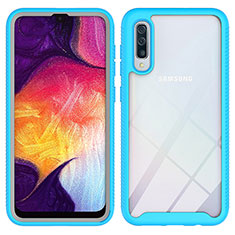 Custodia Silicone Trasparente Laterale 360 Gradi Cover ZJ1 per Samsung Galaxy A50 Cielo Blu