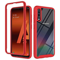 Custodia Silicone Trasparente Laterale 360 Gradi Cover ZJ1 per Samsung Galaxy A70S Rosso