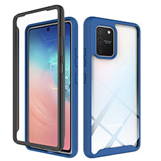 Custodia Silicone Trasparente Laterale 360 Gradi Cover ZJ1 per Samsung Galaxy A91 Blu