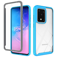 Custodia Silicone Trasparente Laterale 360 Gradi Cover ZJ1 per Samsung Galaxy S20 Ultra 5G Cielo Blu