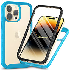 Custodia Silicone Trasparente Laterale 360 Gradi Cover ZJ3 per Apple iPhone 13 Pro Cielo Blu