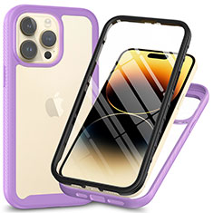 Custodia Silicone Trasparente Laterale 360 Gradi Cover ZJ3 per Apple iPhone 13 Pro Lavanda