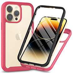 Custodia Silicone Trasparente Laterale 360 Gradi Cover ZJ3 per Apple iPhone 14 Pro Max Rosa Caldo