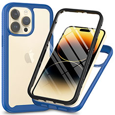 Custodia Silicone Trasparente Laterale 360 Gradi Cover ZJ3 per Apple iPhone 16 Pro Blu