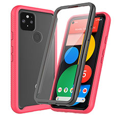 Custodia Silicone Trasparente Laterale 360 Gradi Cover ZJ3 per Google Pixel 5 Rosso