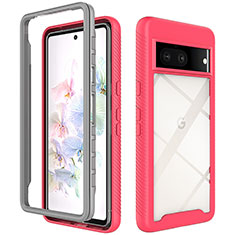 Custodia Silicone Trasparente Laterale 360 Gradi Cover ZJ3 per Google Pixel 7 5G Rosa Caldo